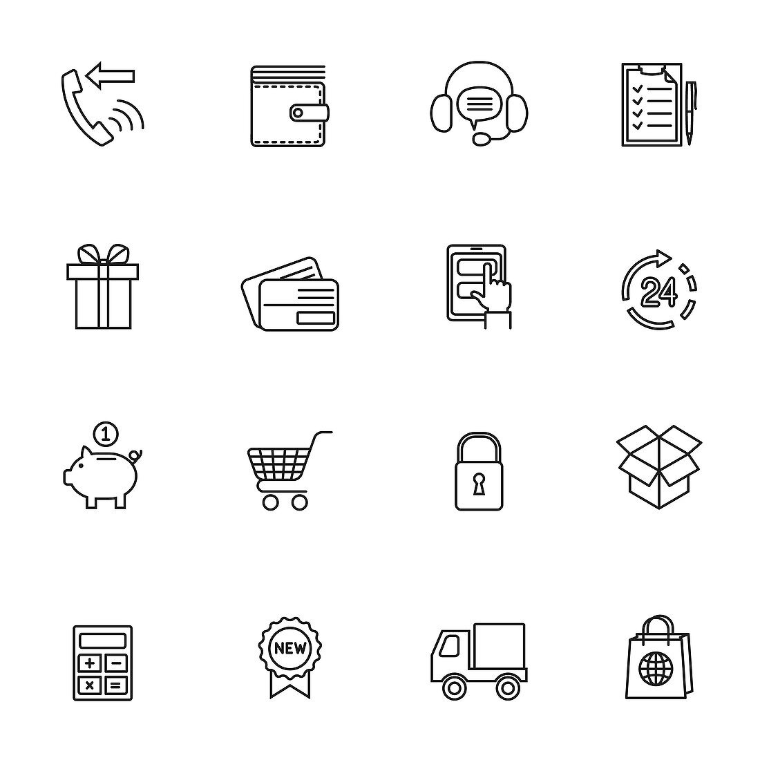 Online shopping icons, illustration