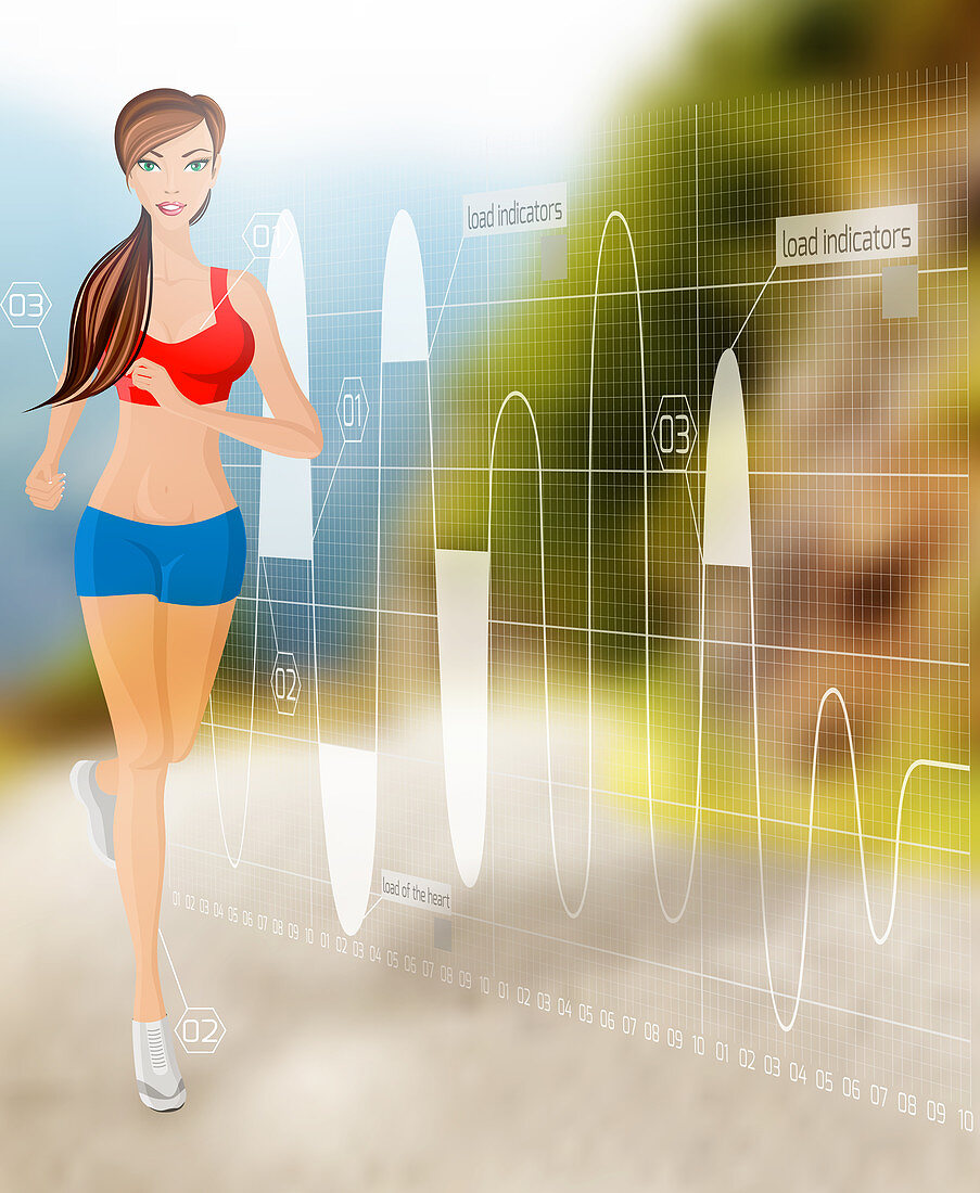 Woman jogging, illustration