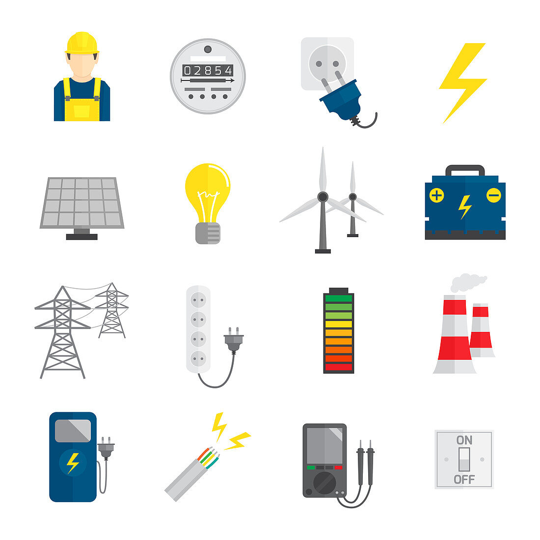 Power distribution icons, illustration
