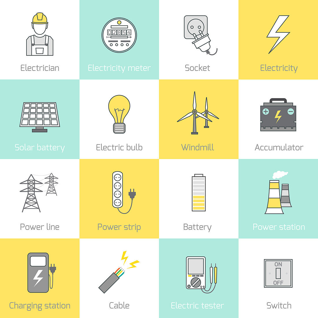 Power distribution icons, illustration