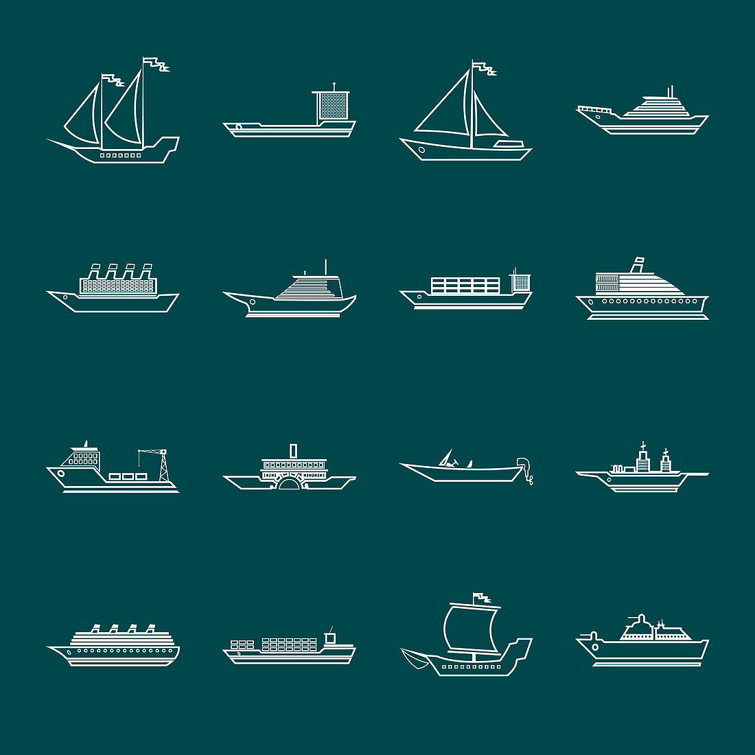 Boat and ship icons, illustration