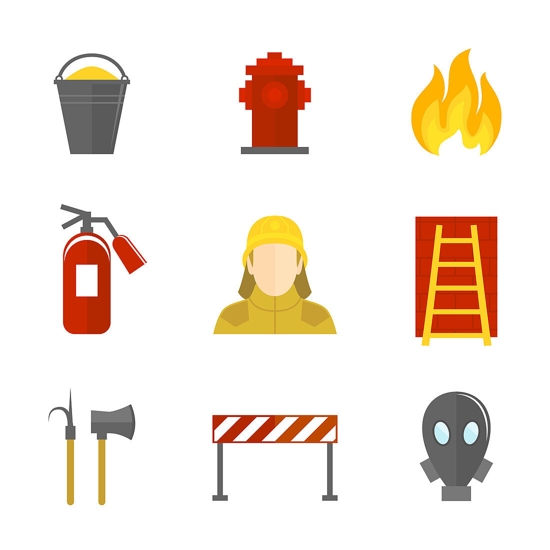 Firefighting icons, illustration