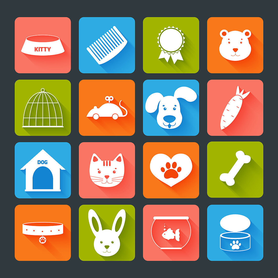 Pet icons, illustration