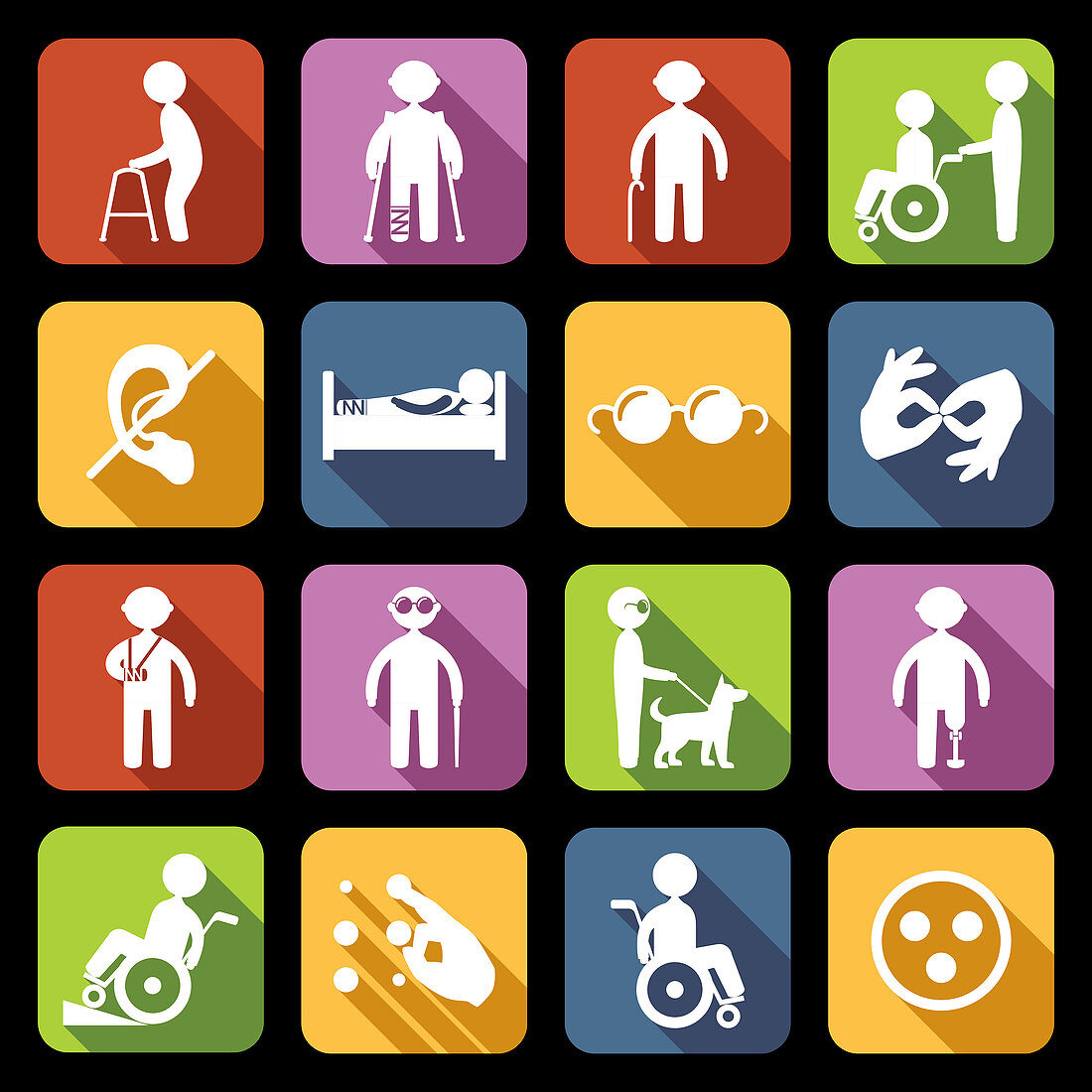 Disability icons, illustration