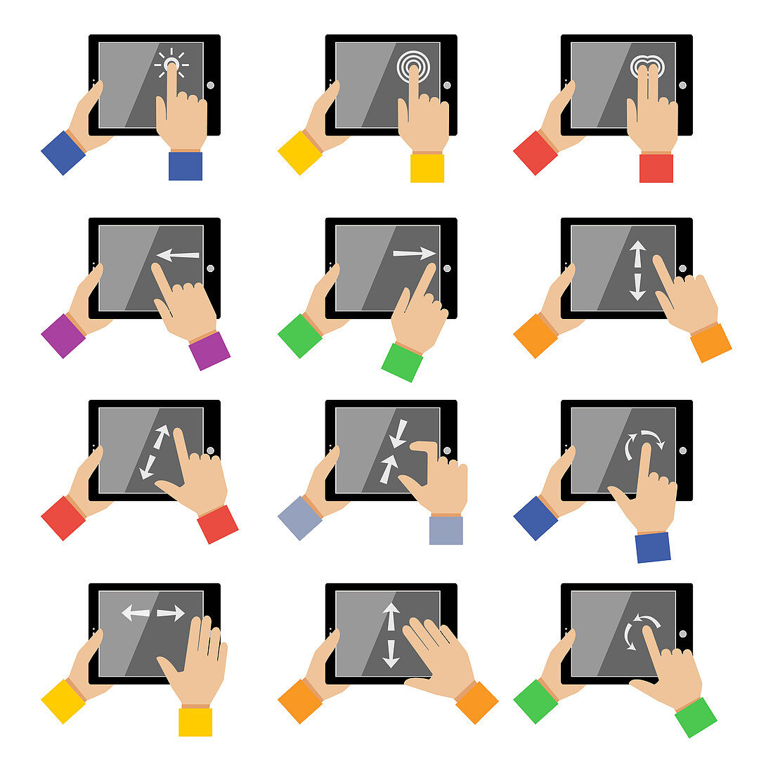 Touchscreen hand gestures, illustration