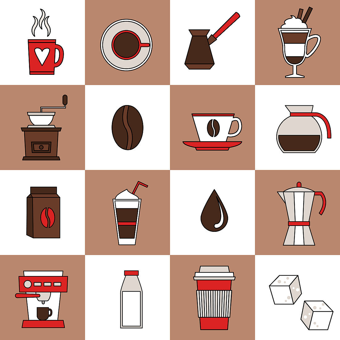 Beverage icons, illustration
