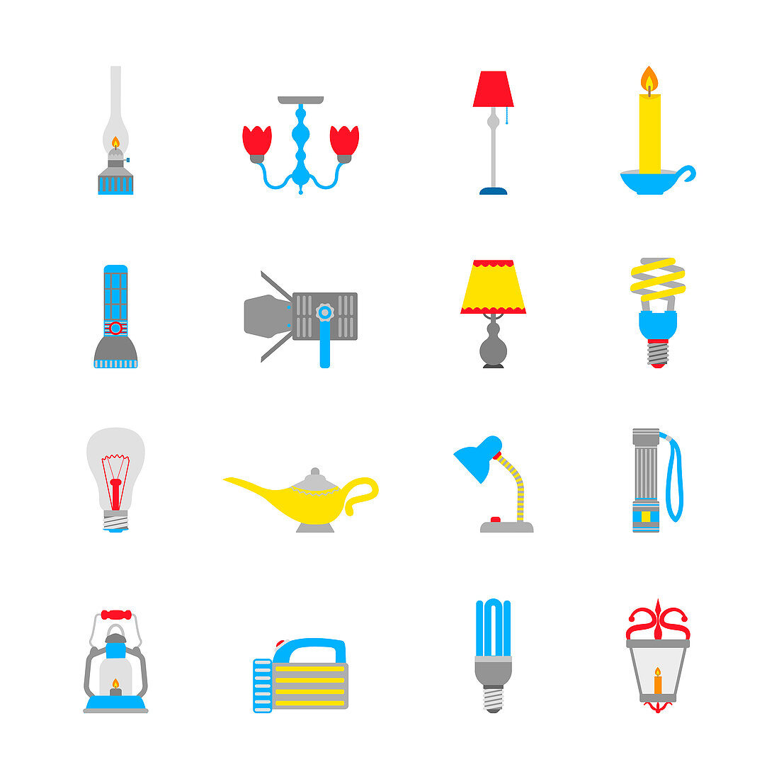 Light and lamp icons, illustration