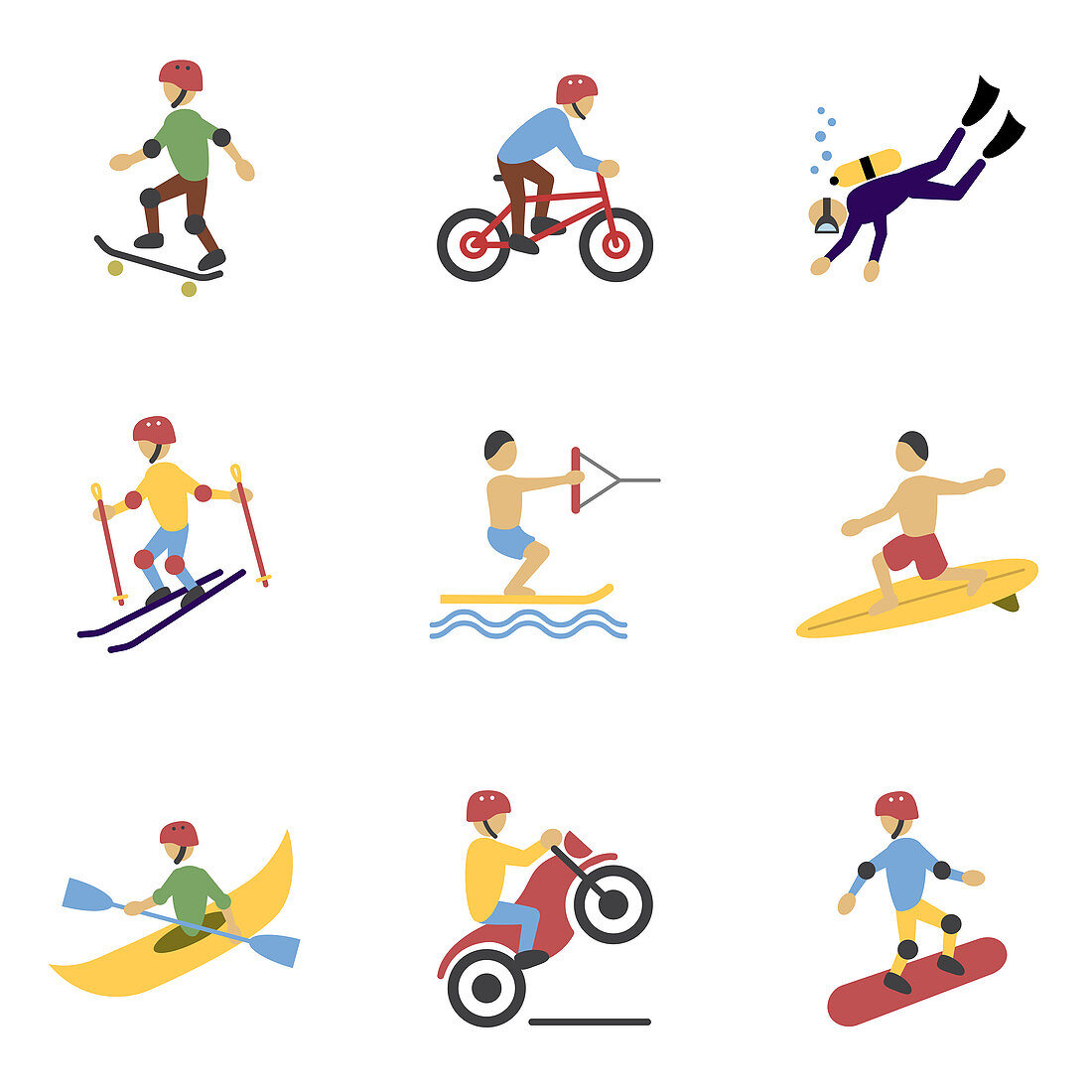 Extreme sports icons, illustration