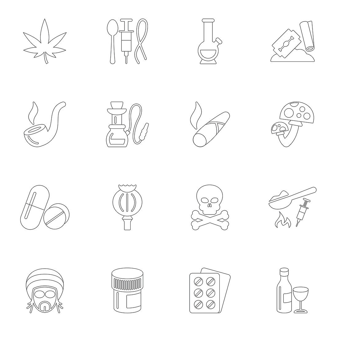 Drug icons, illustration