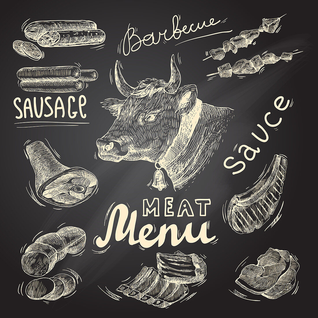 Meat products, illustration