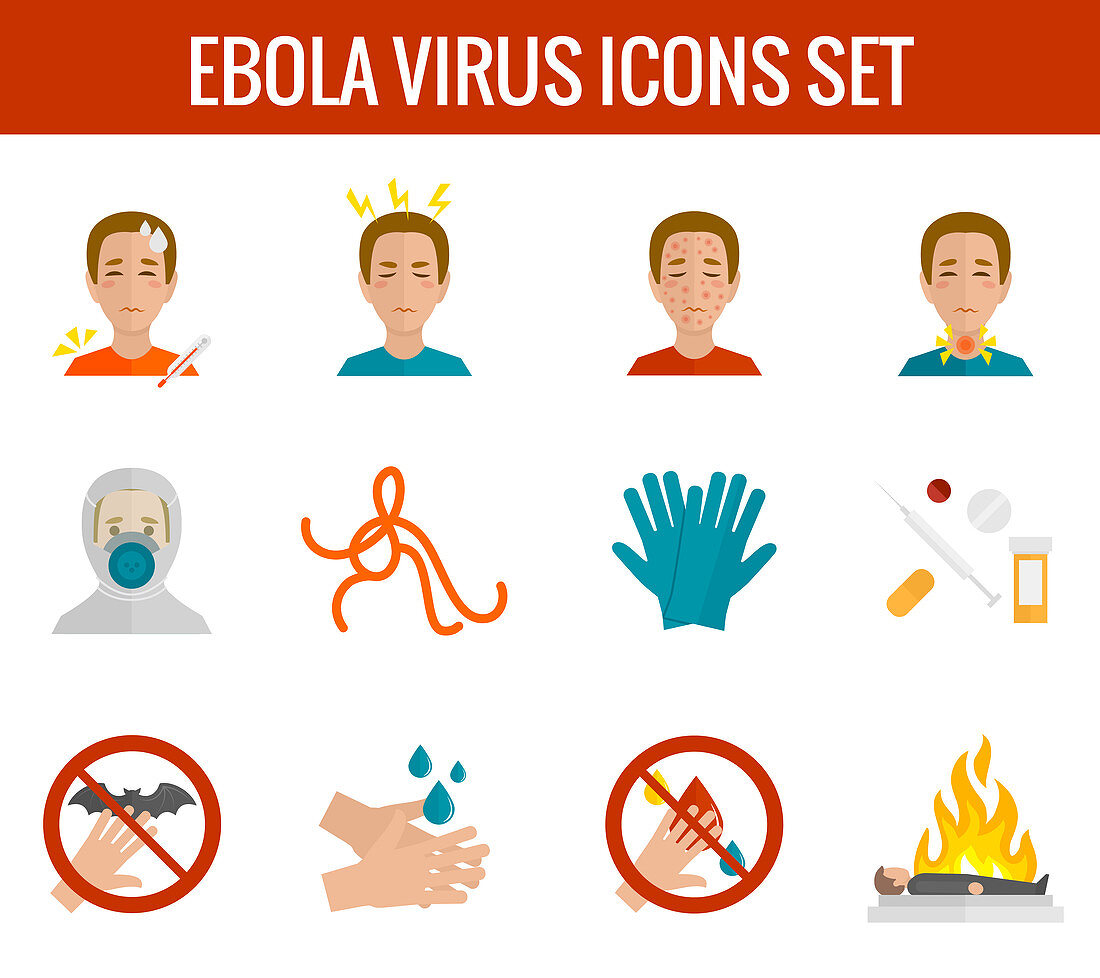 Ebola disease icons, illustration