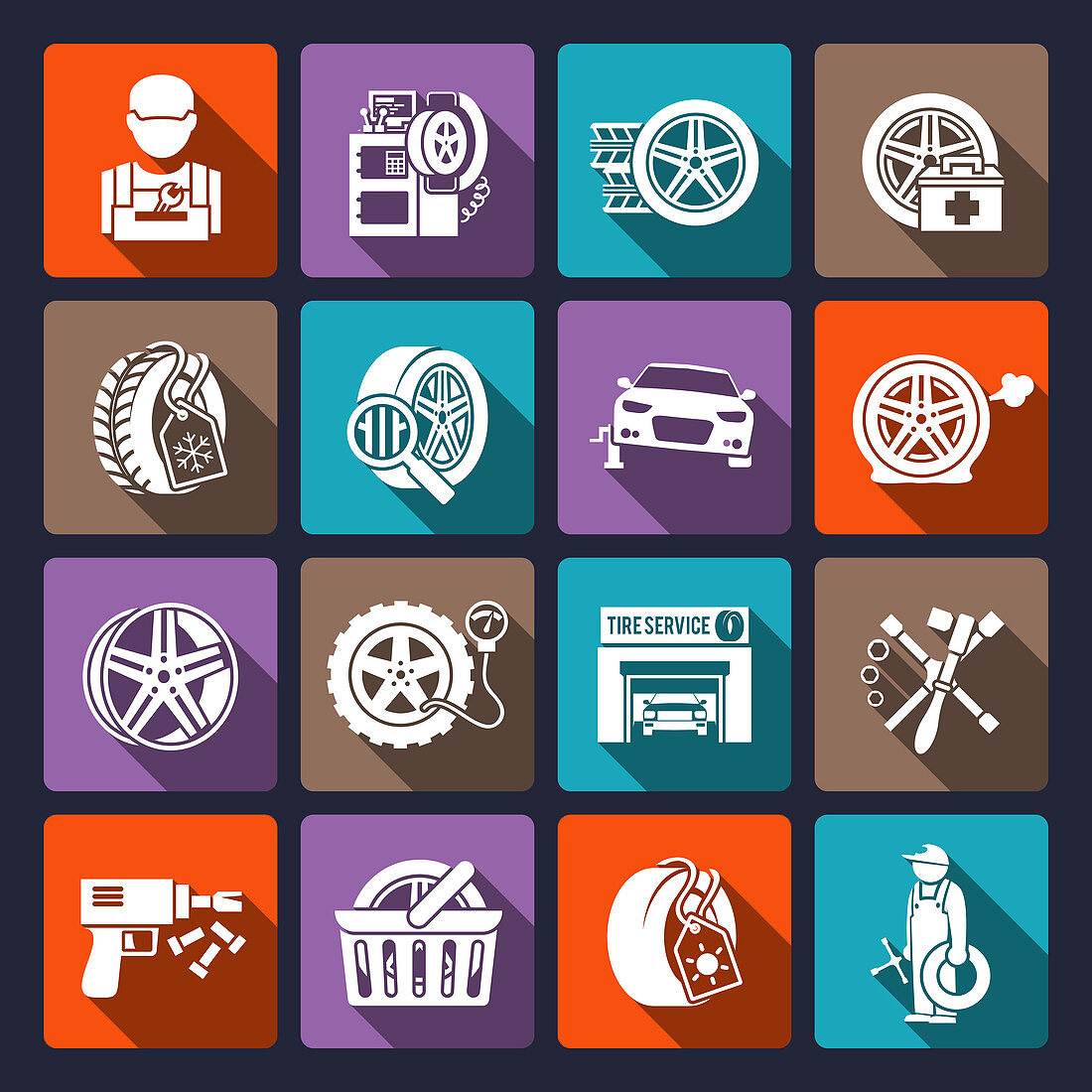 Car mechanic icons, illustration