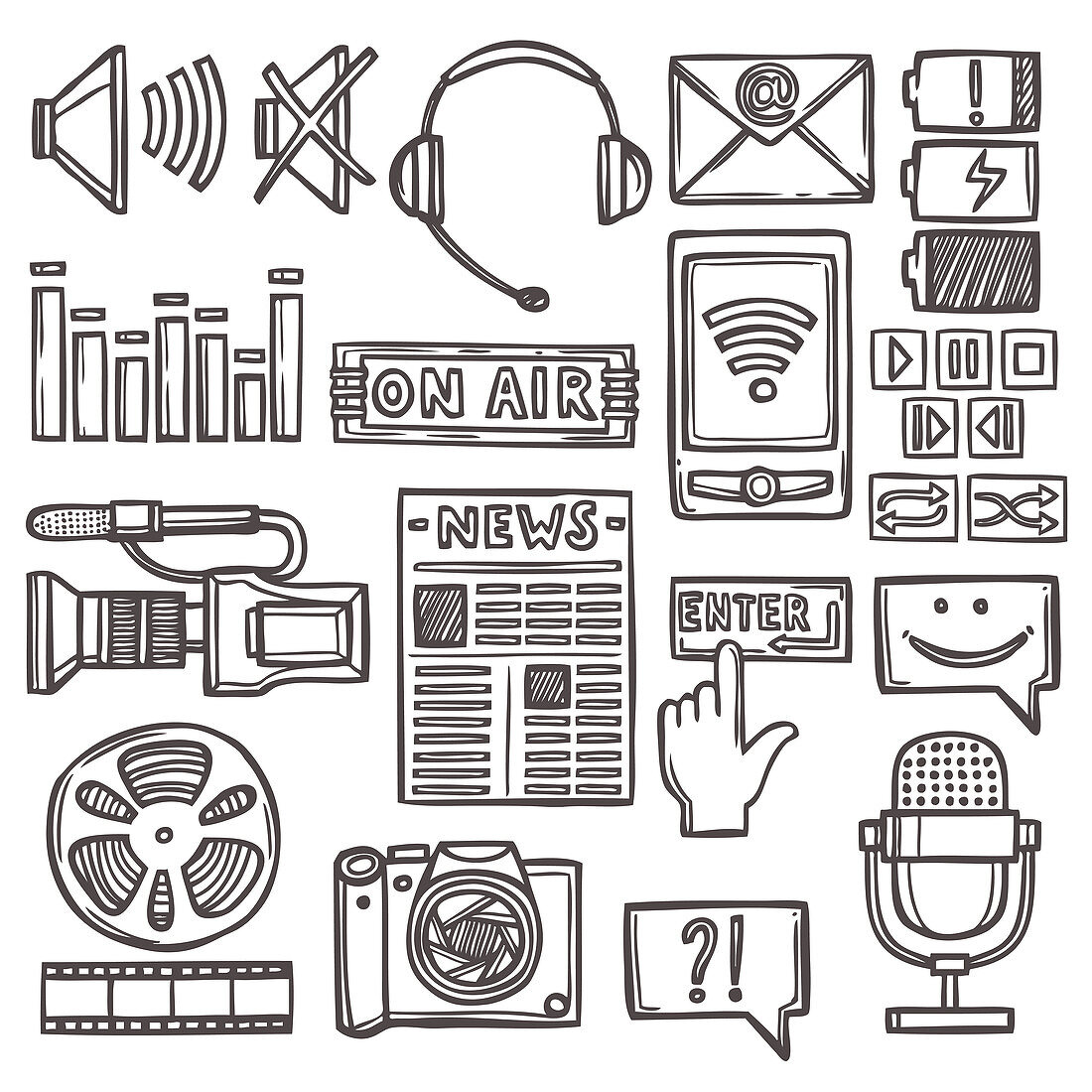 Media icons, illustration