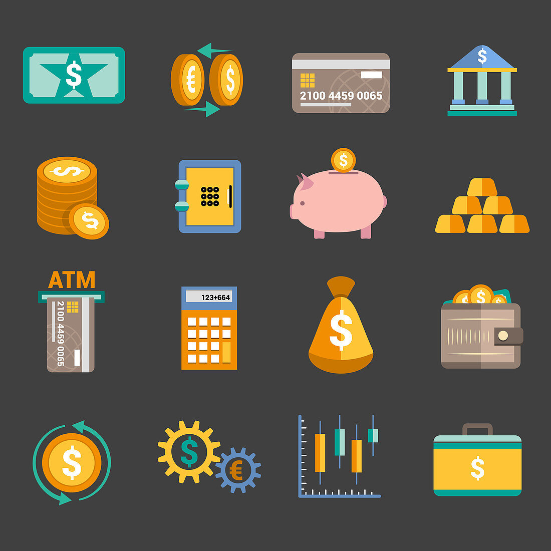 Finance icons, illustration
