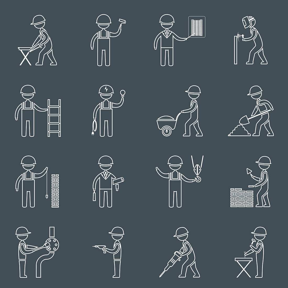 Construction icons, illustration