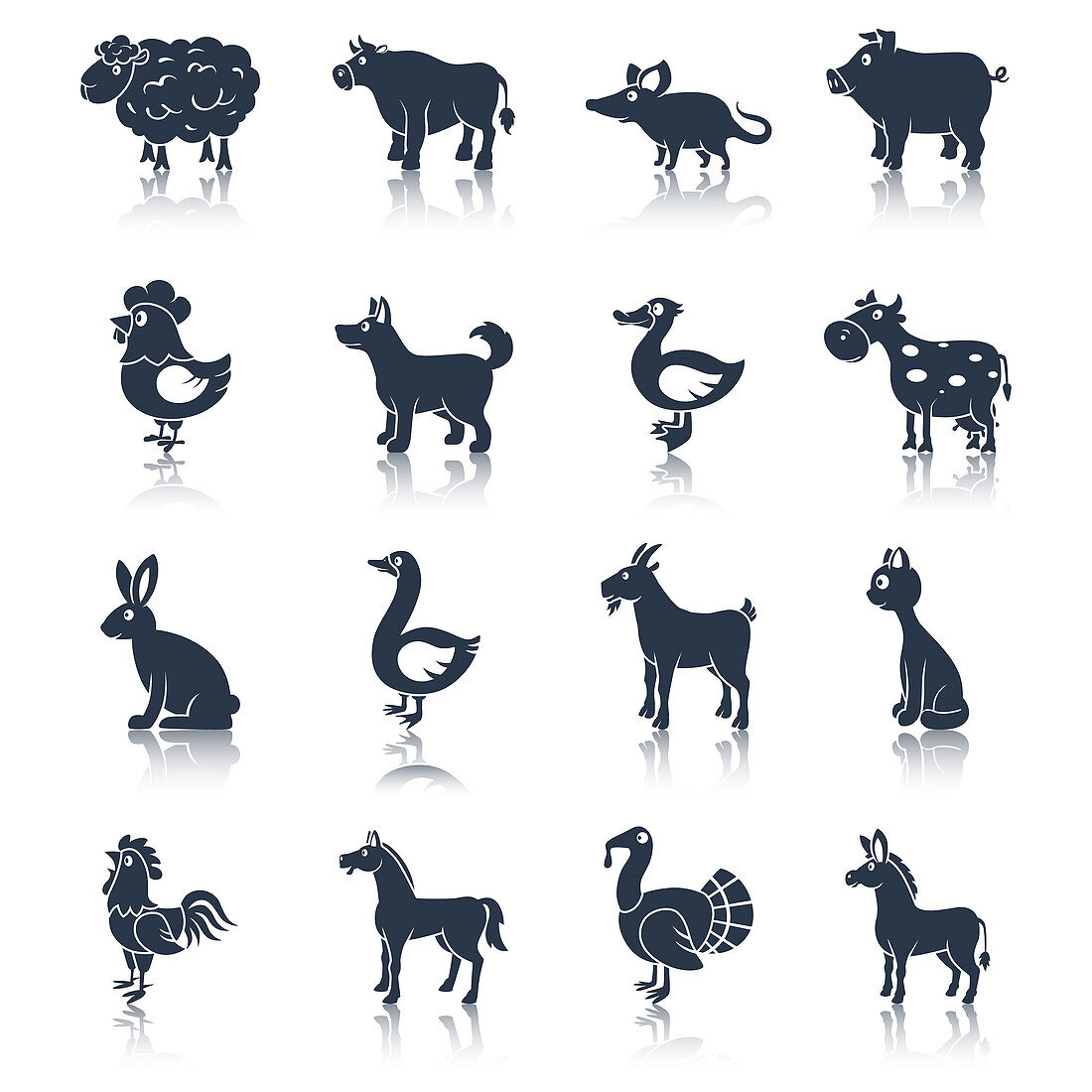 Farm animal icons, illustration