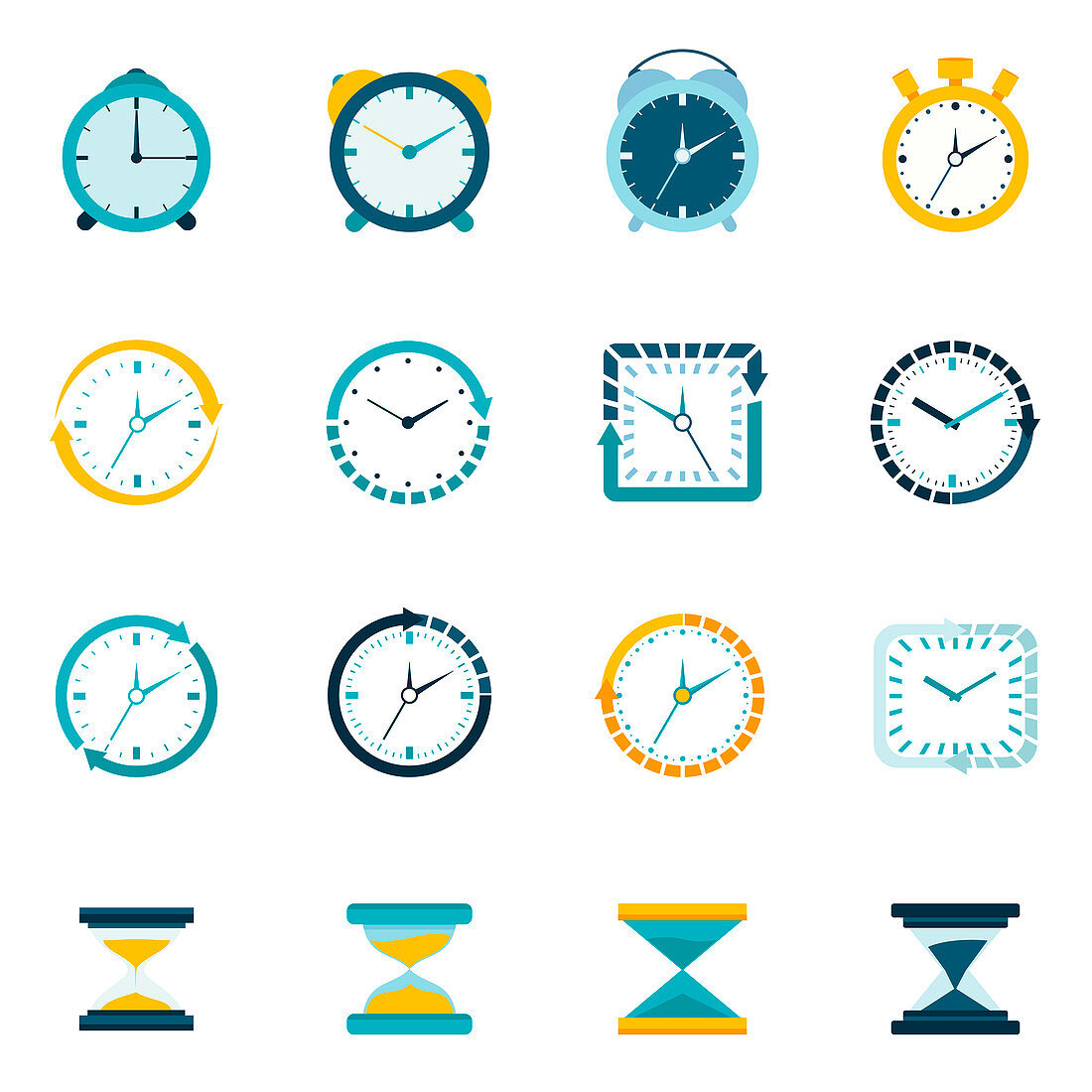 Clock and timer icons, illustration