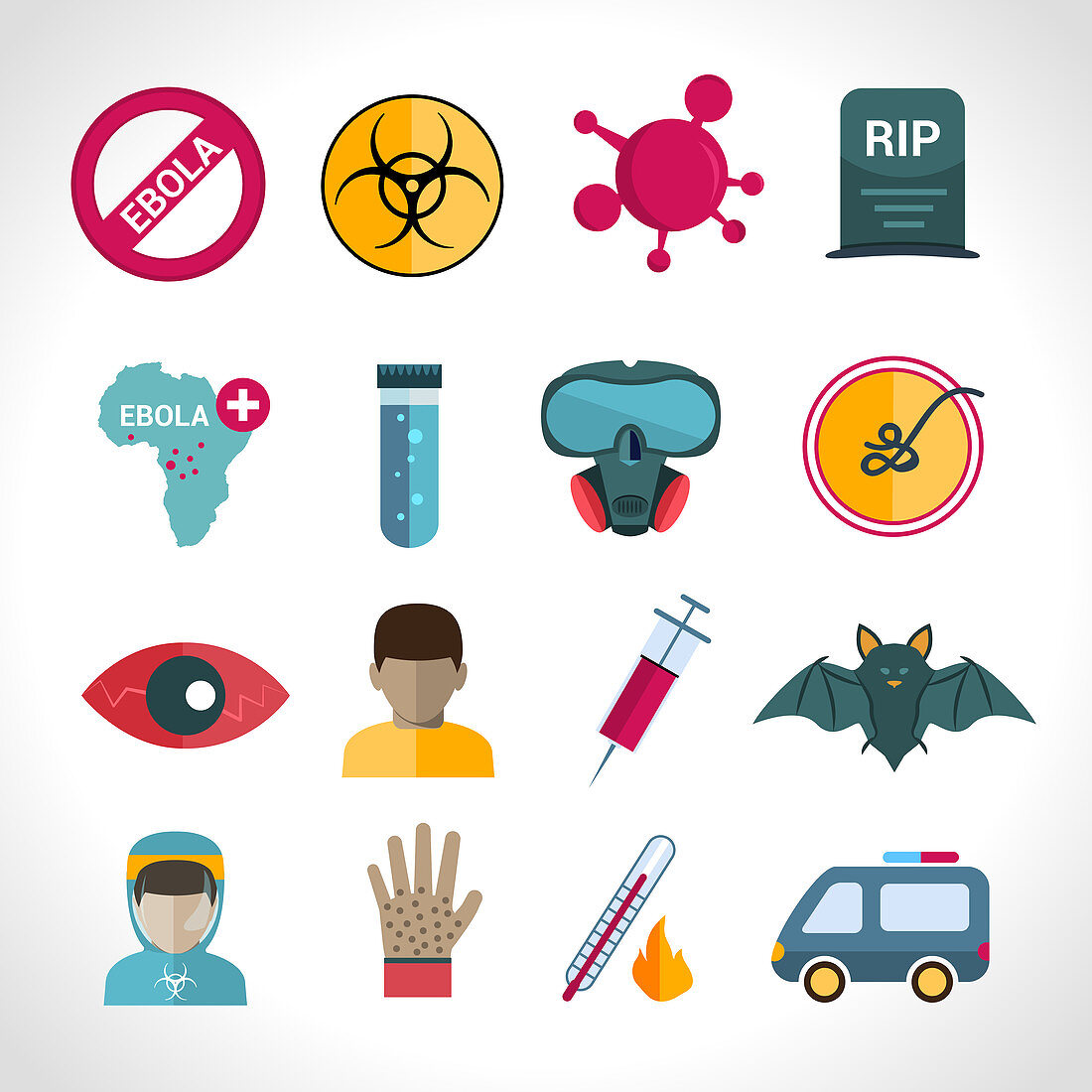 Ebola disease icons, illustration