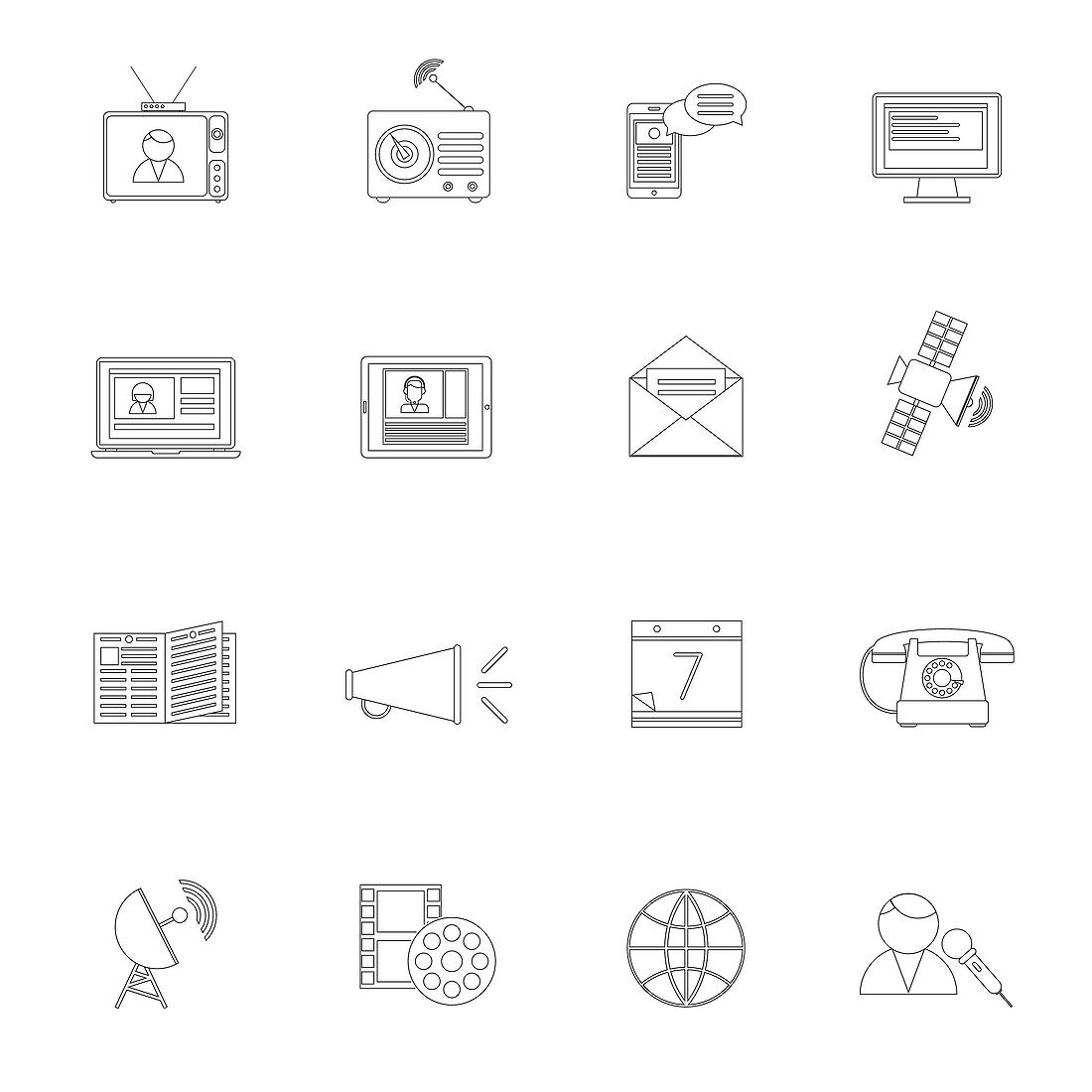 Media icons, illustration