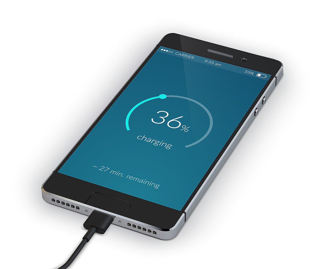 Smartphone charging, illustration