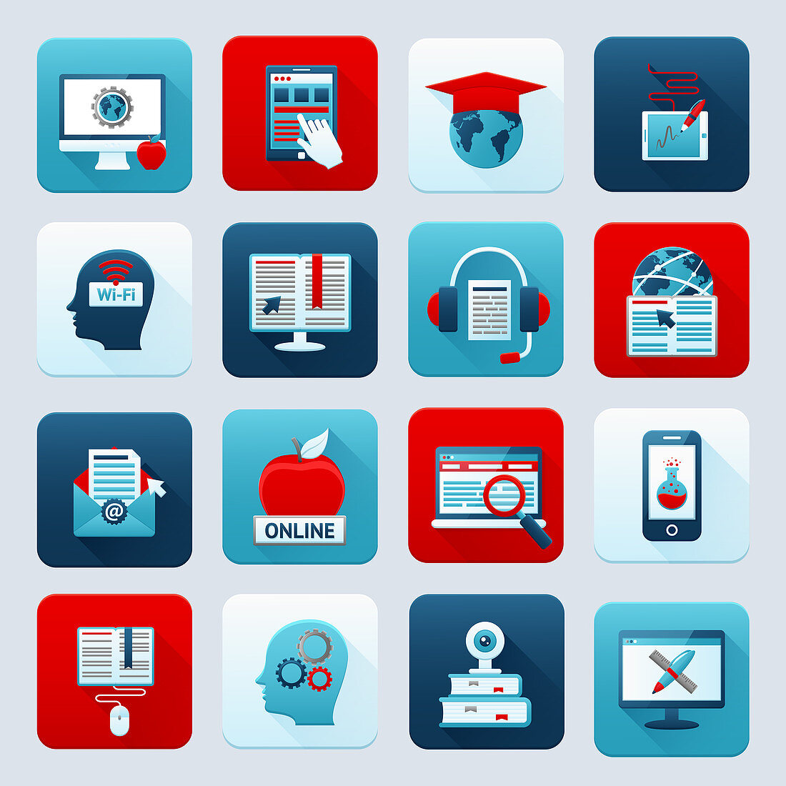 Online education icons, illustration