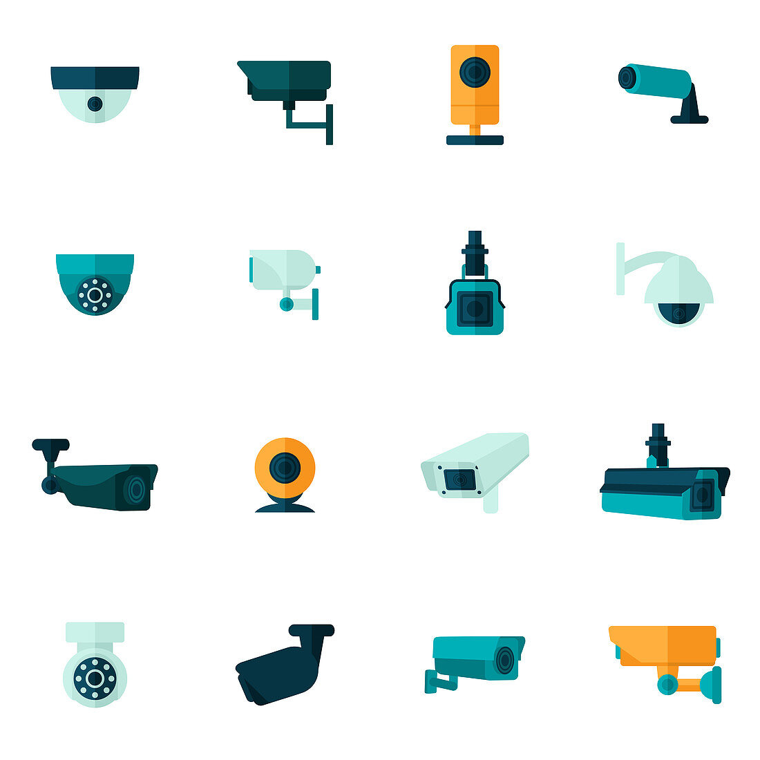 Security camera icons, illustration