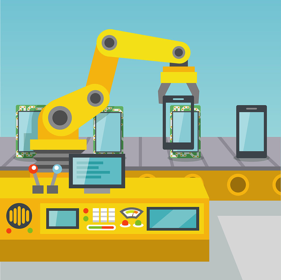 Mobile phone manufacturing illustration