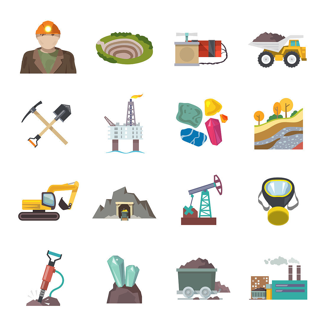 Mining icons, illustration