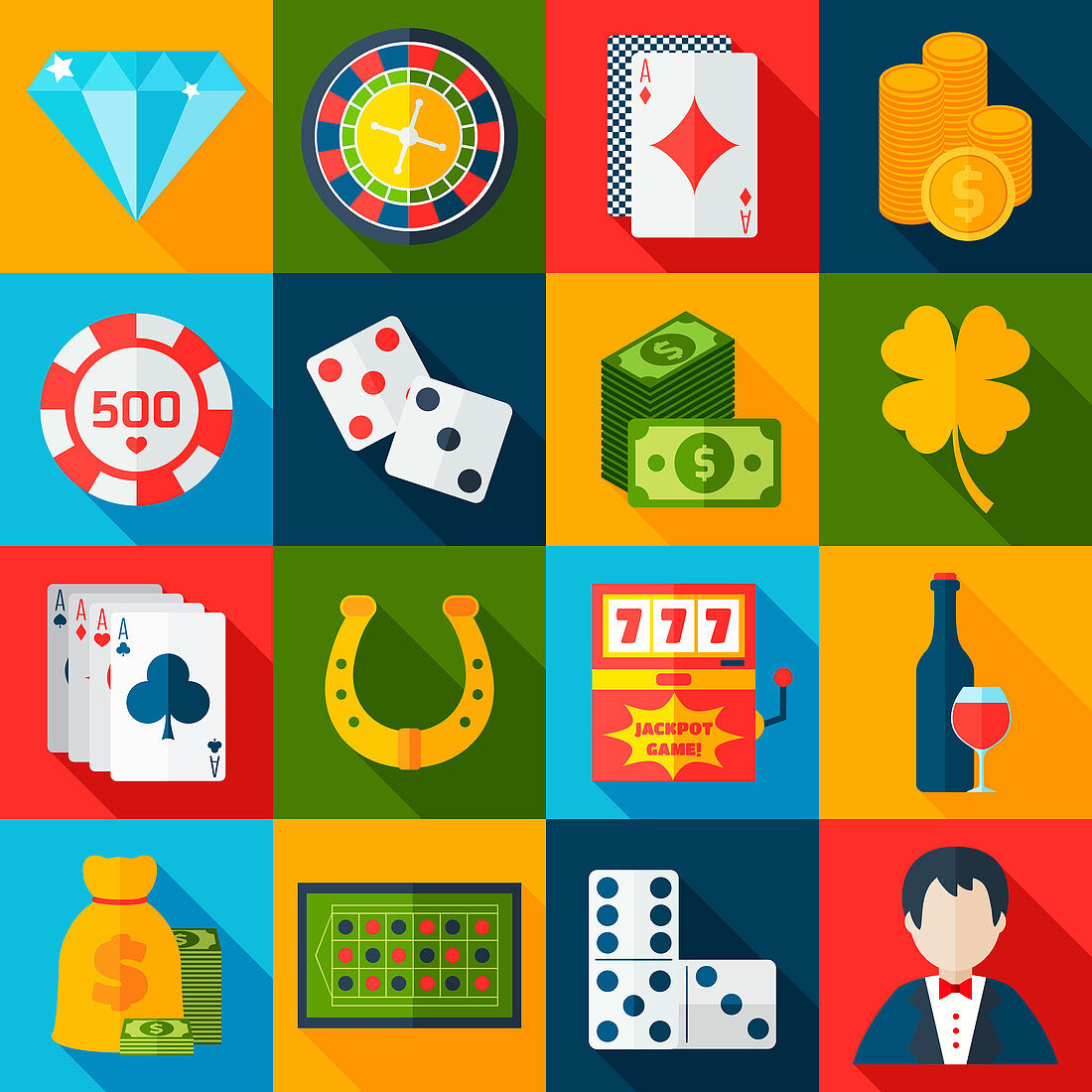 Gambling icons, illustration
