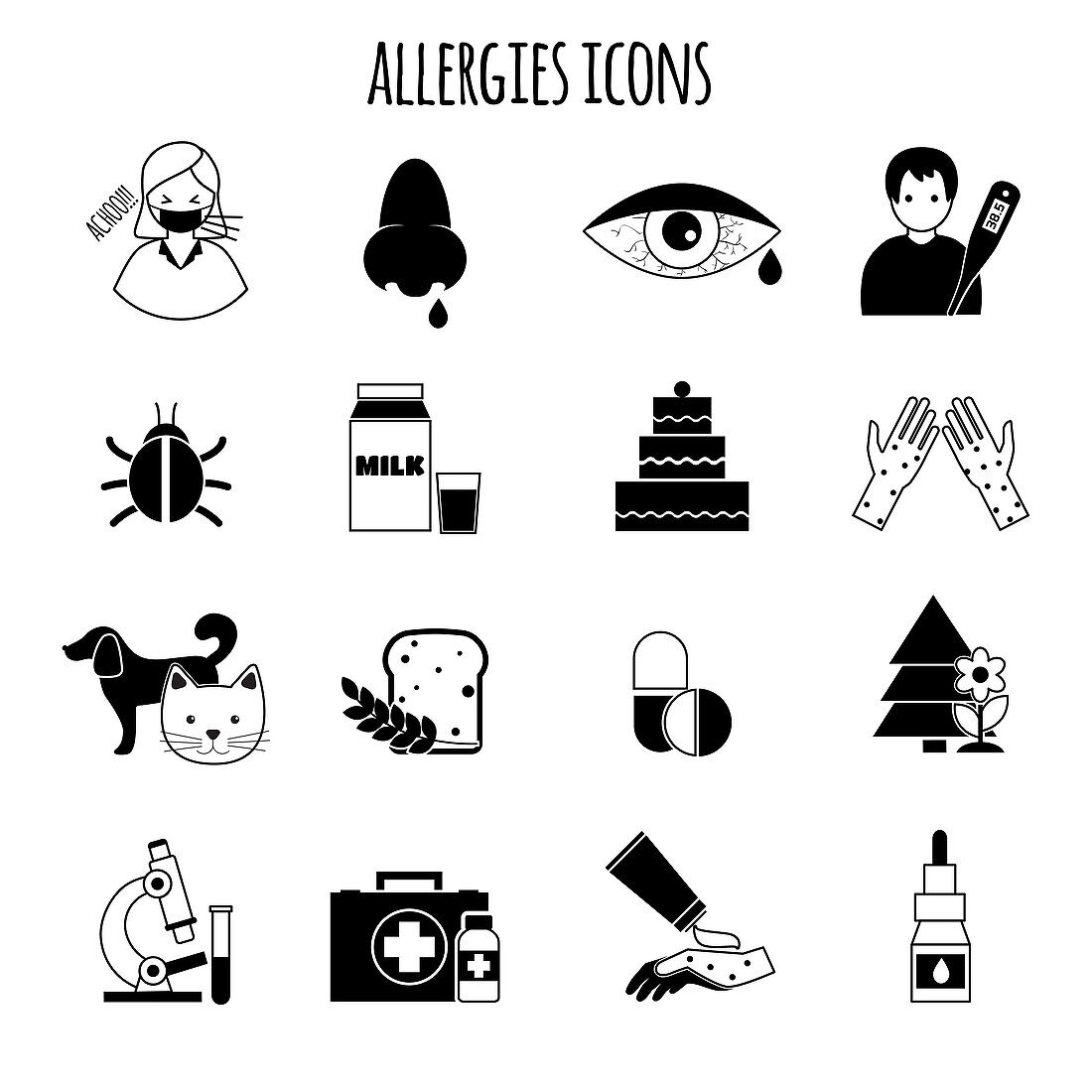 Allergy icons, illustration