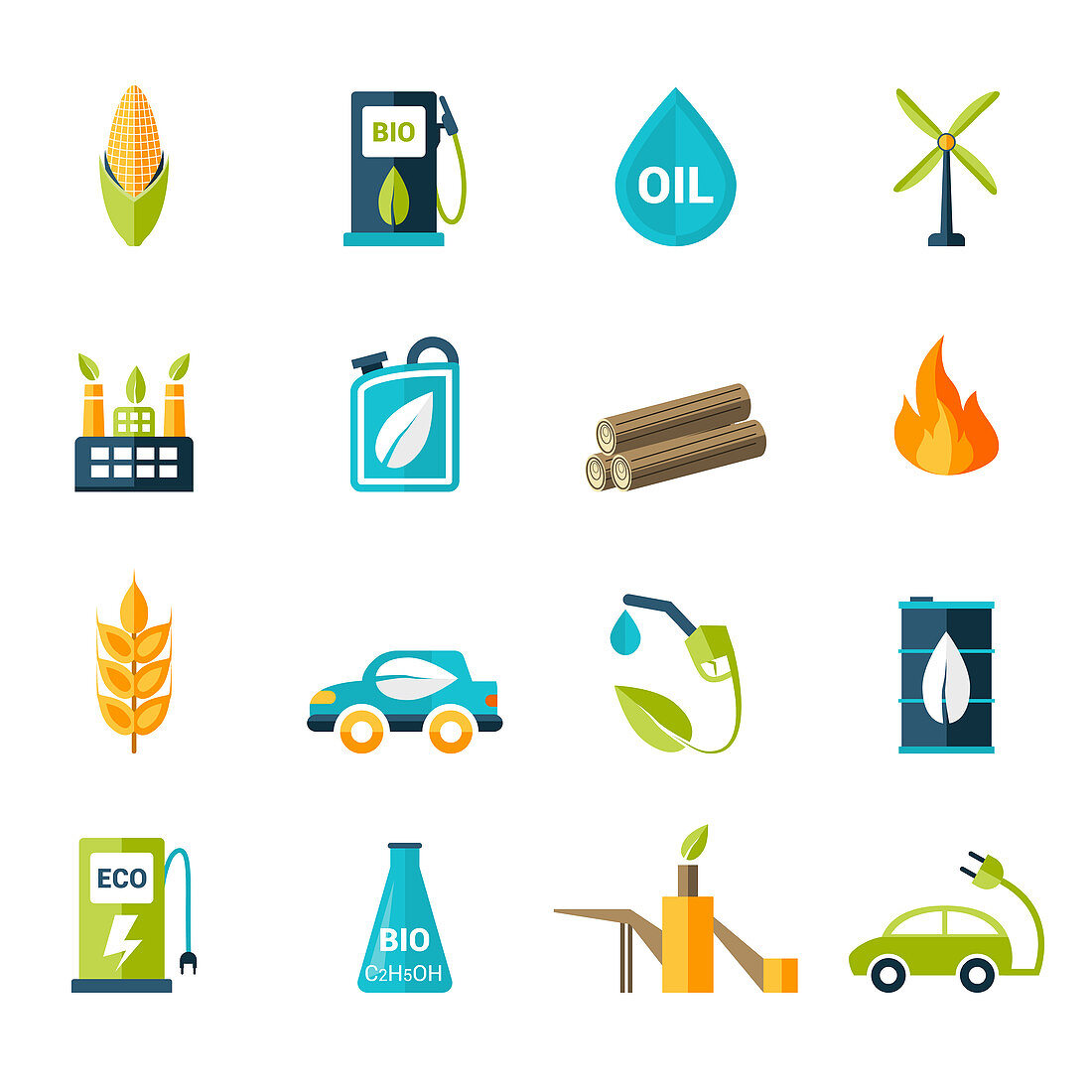 Biofuel icons, illustration