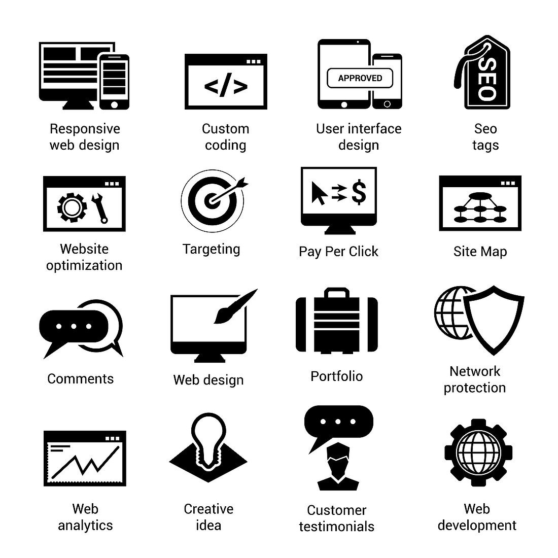 Web development icons, illustration