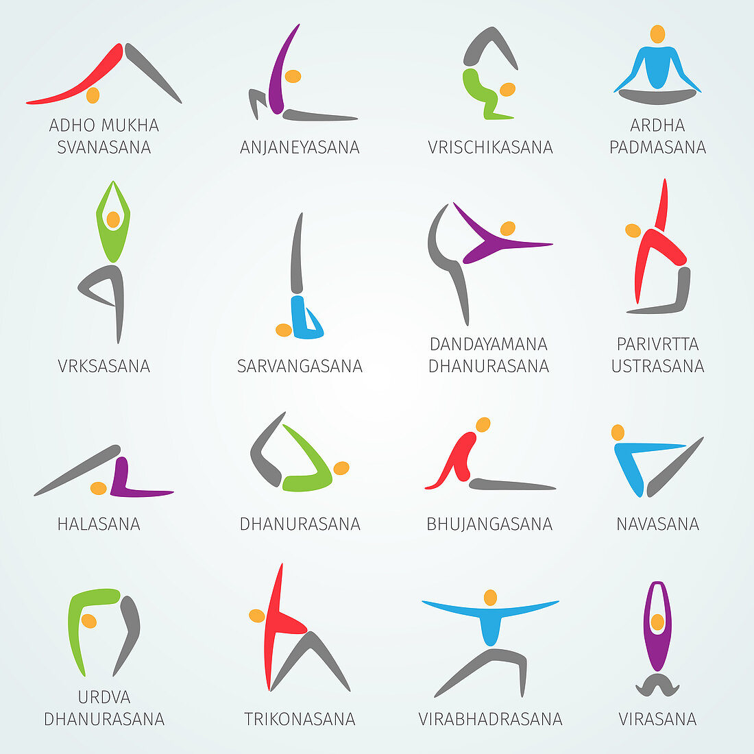 Yoga icons, illustration