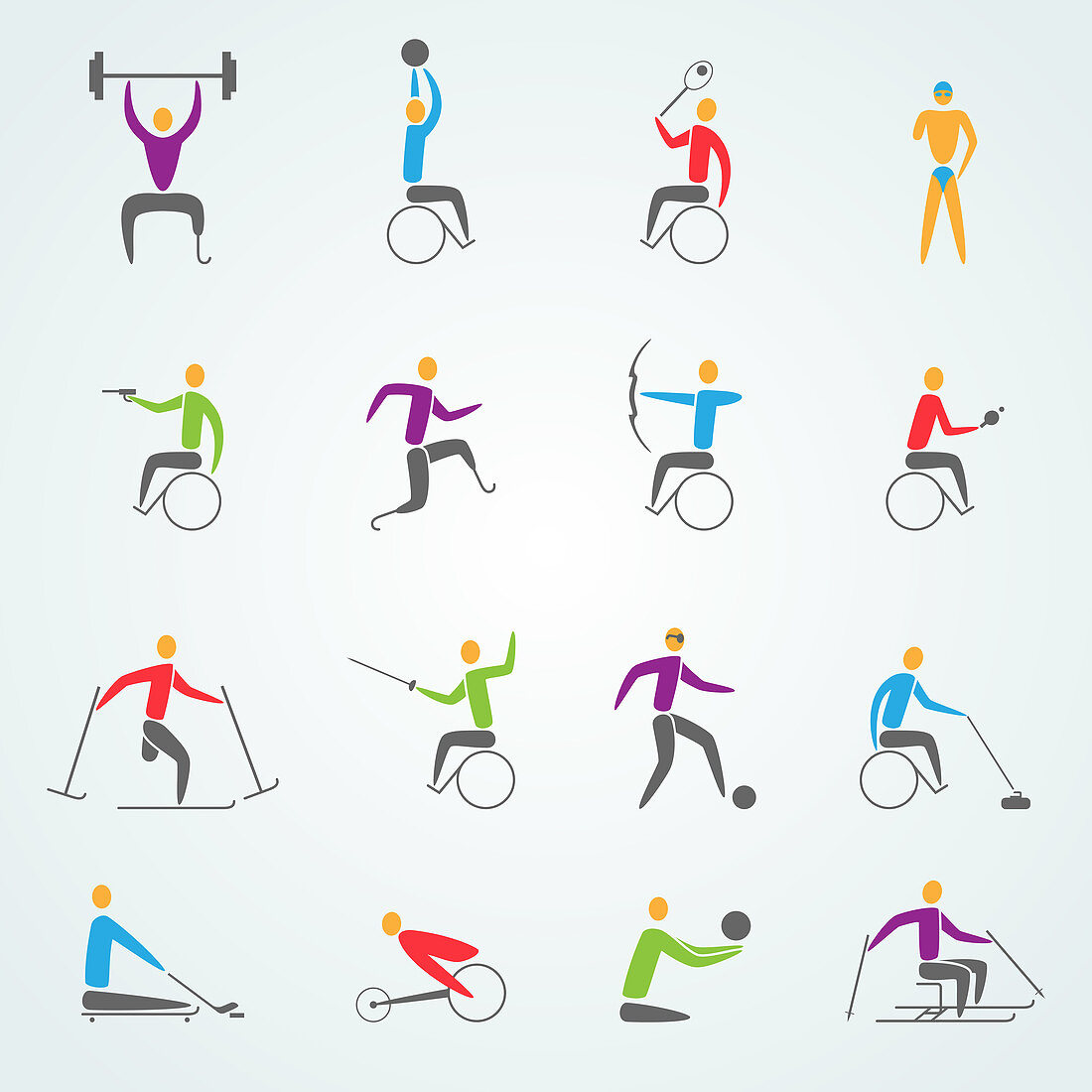 Disability sport icons, illustration