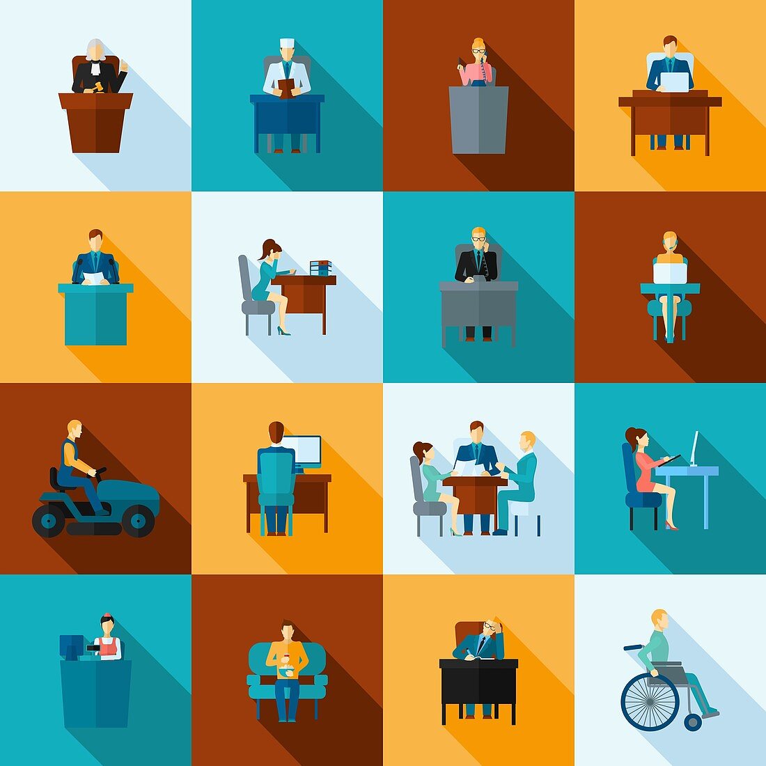 Sedentary lifestyle icons, illustration