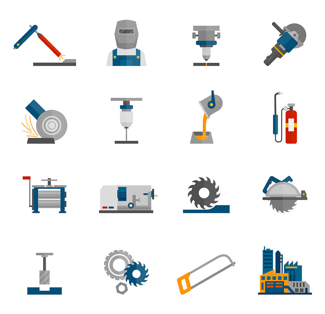 Metal-working icons, illustration