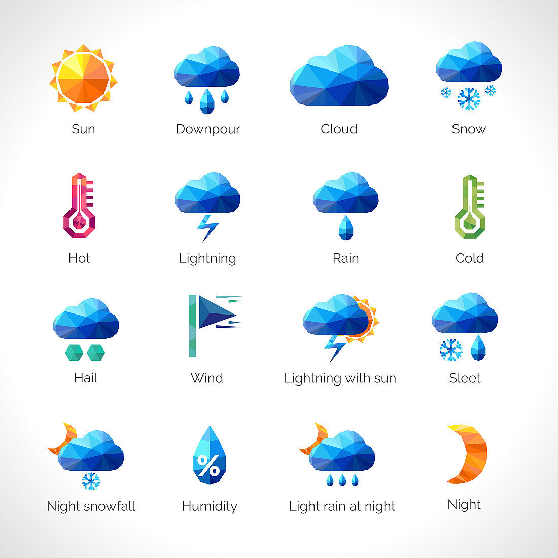 Weather forecast icons, illustration