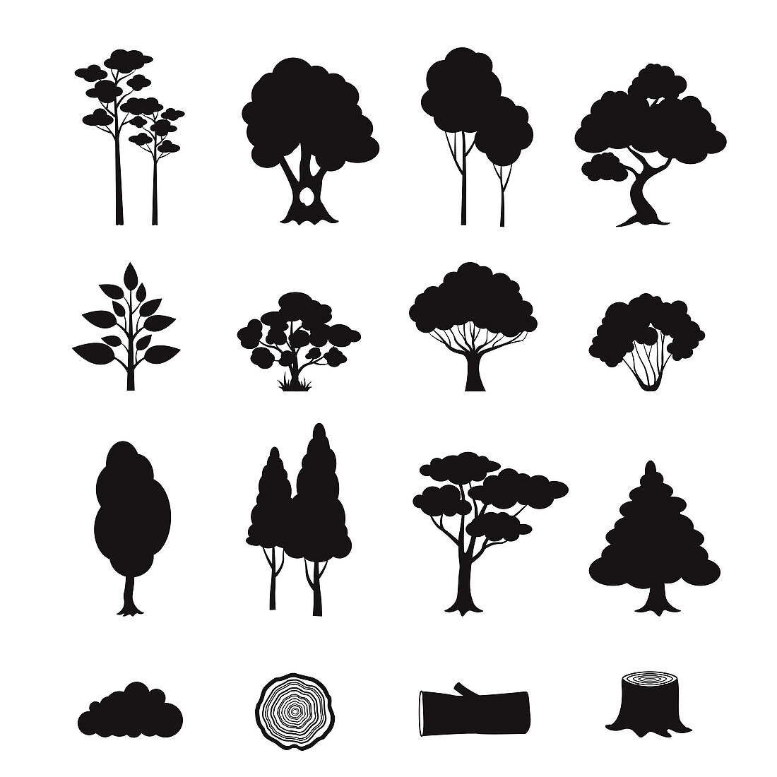 Tree icons, illustration