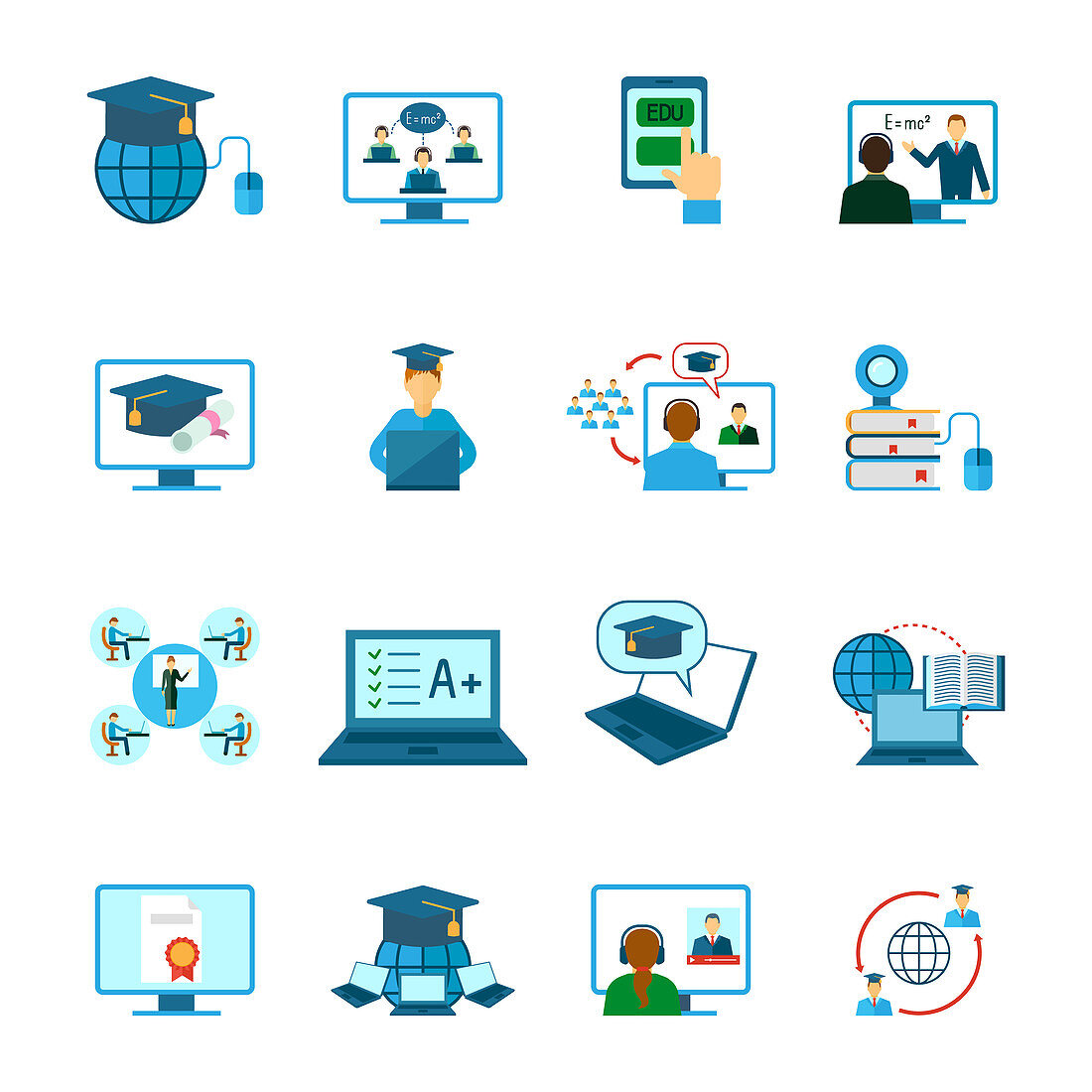 Online education icons, illustration