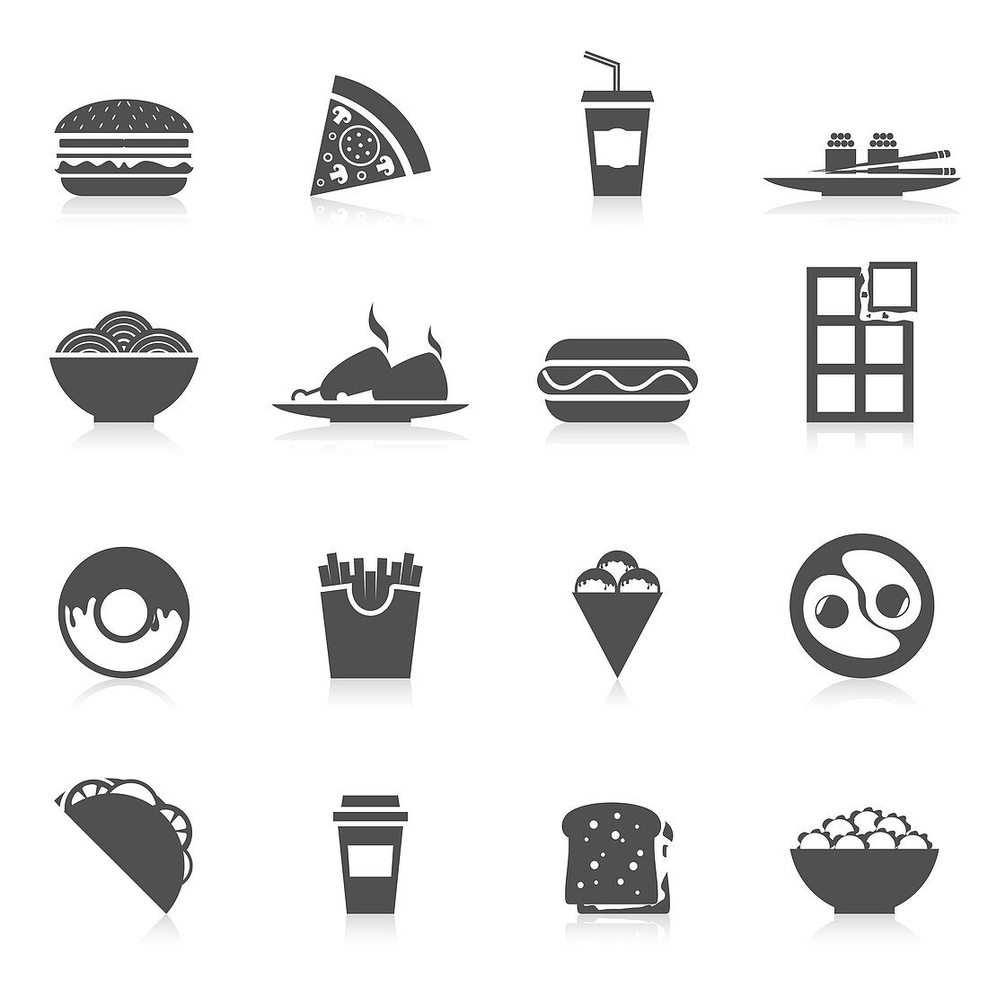 Fast food icons, illustration
