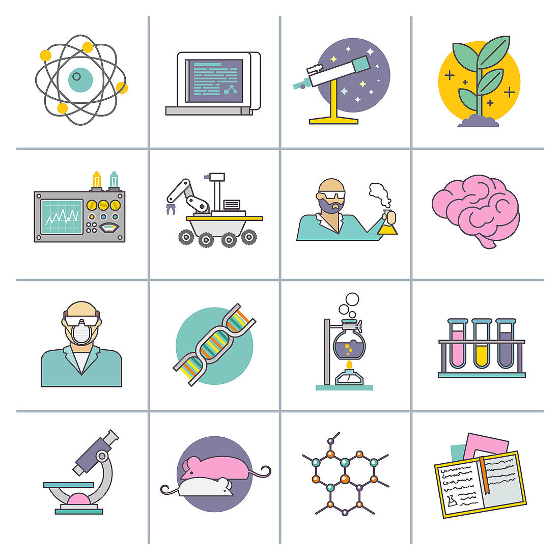 Science icons, illustration