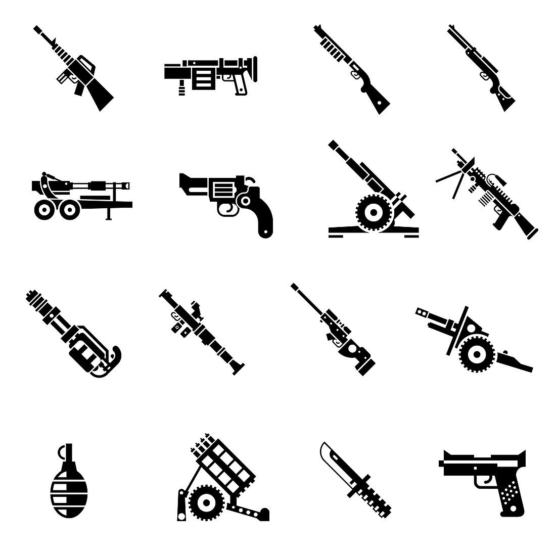 Weapon icons, illustration