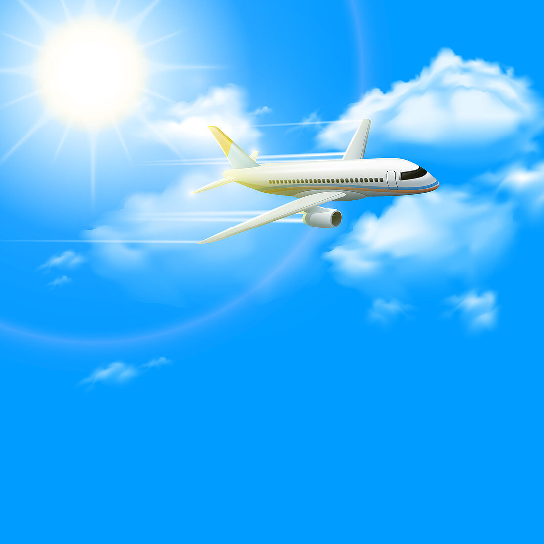 Aeroplane in flight, illustration