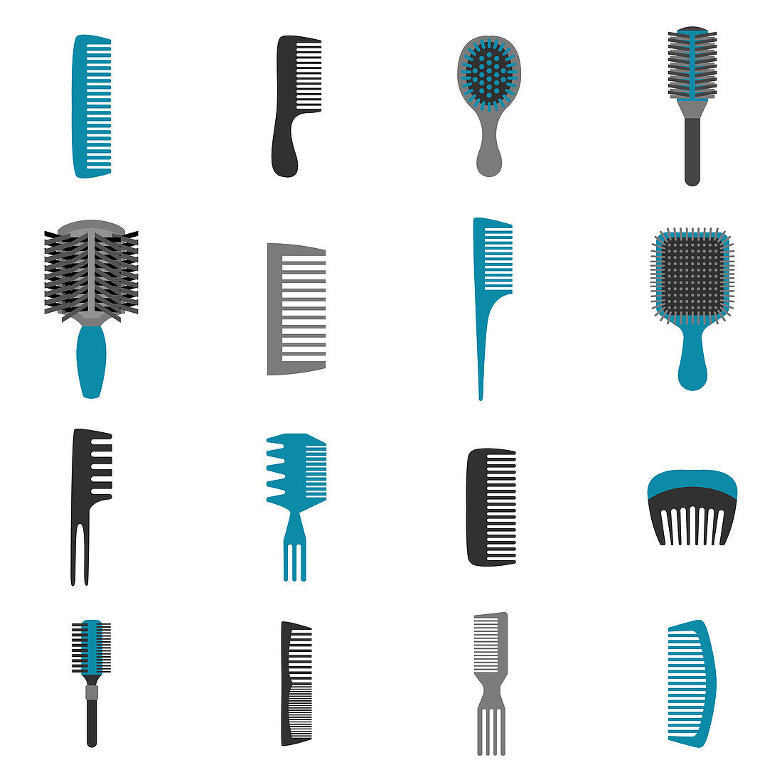 Comb and brush icons, illustration
