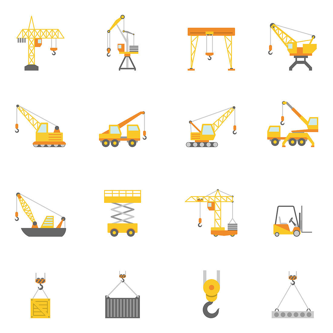 Crane and lift icons, illustration