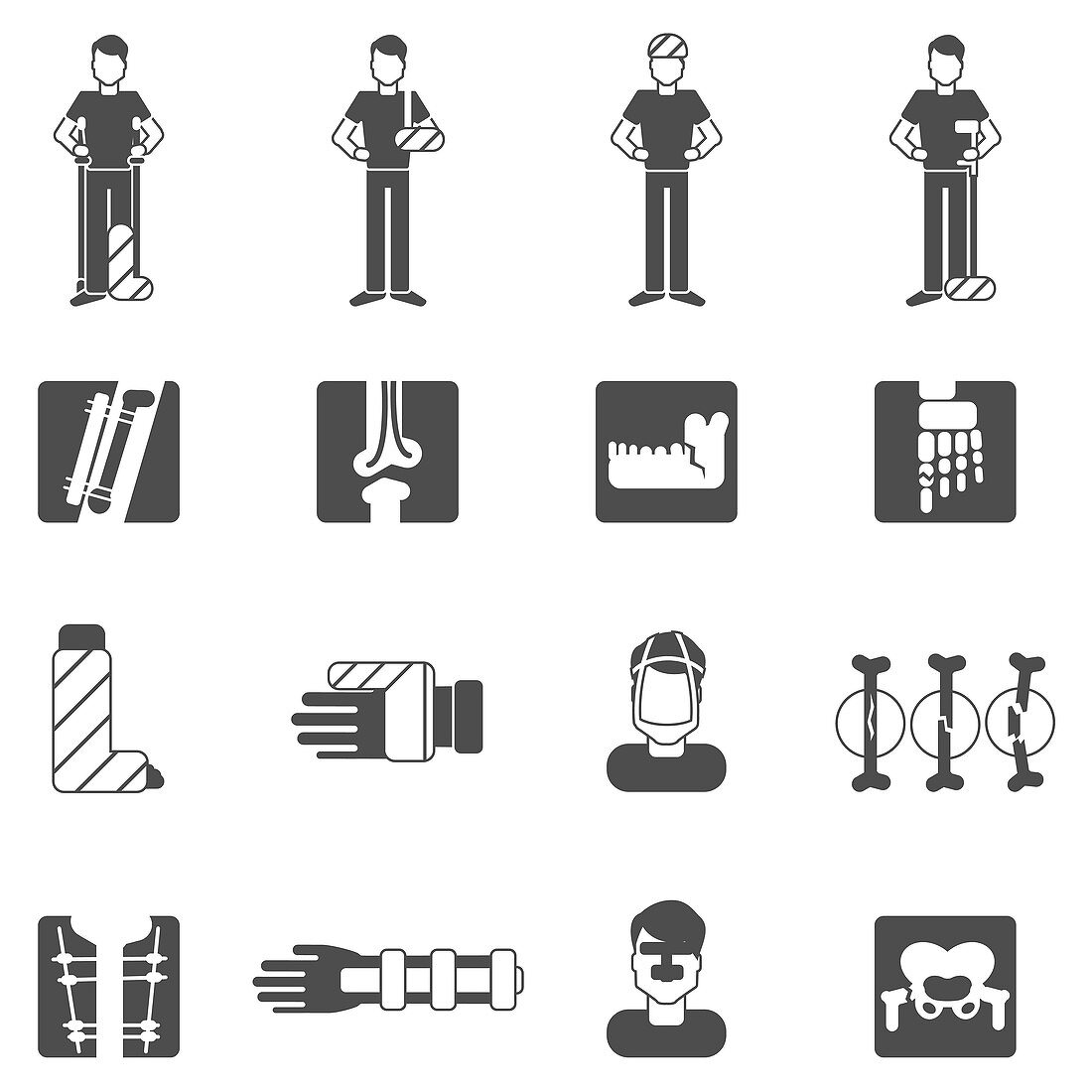 Bone fracture icons, illustration