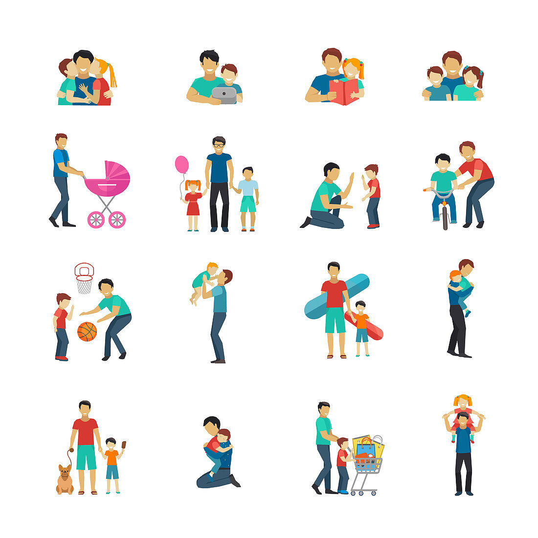 Fatherhood icons, illustration