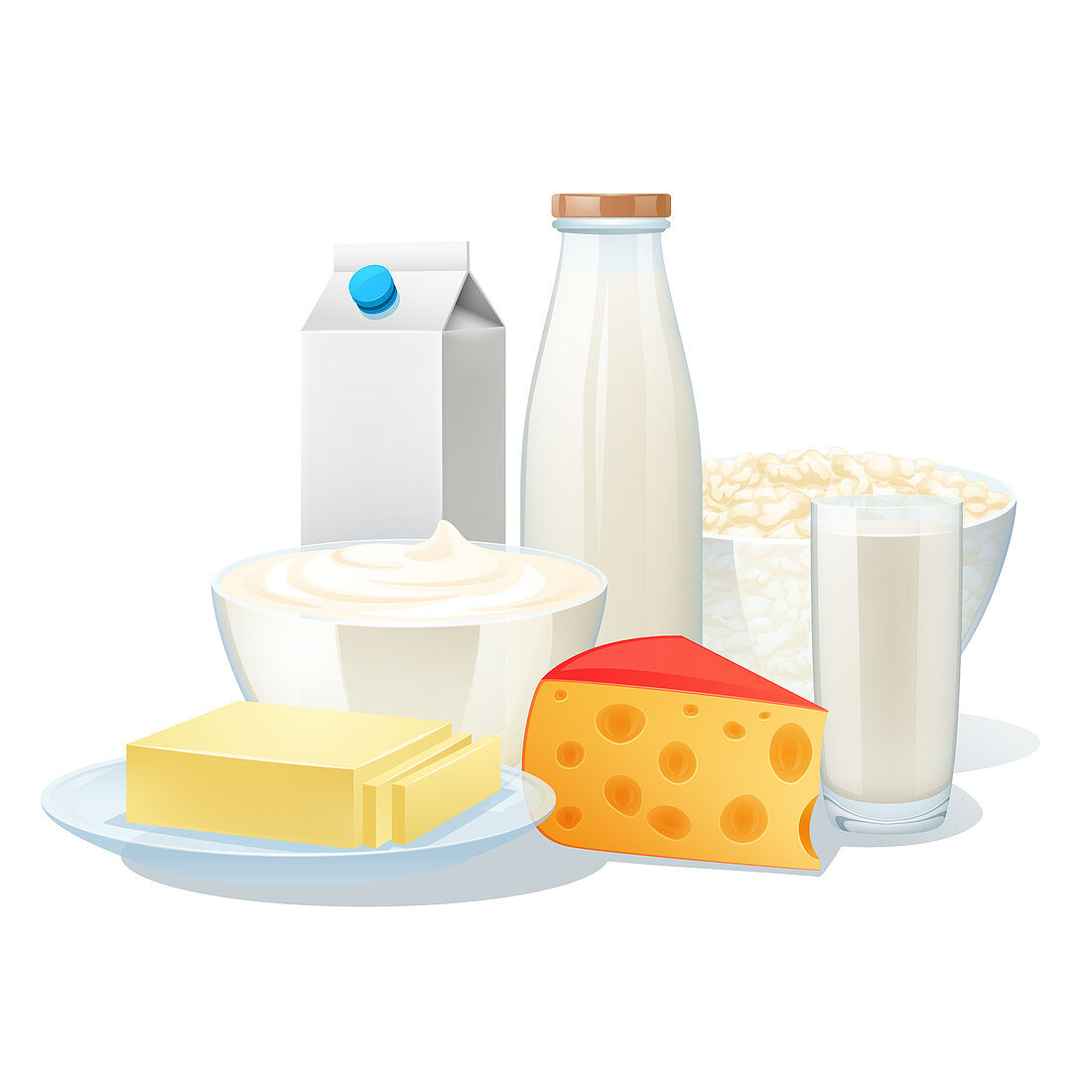 Milk products, illustration