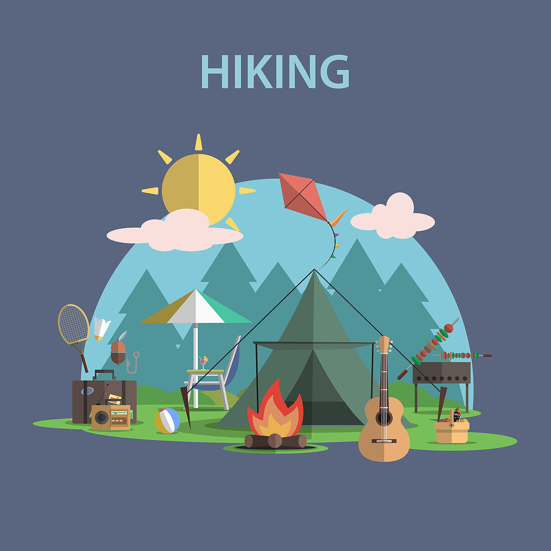 Hiking, illustration