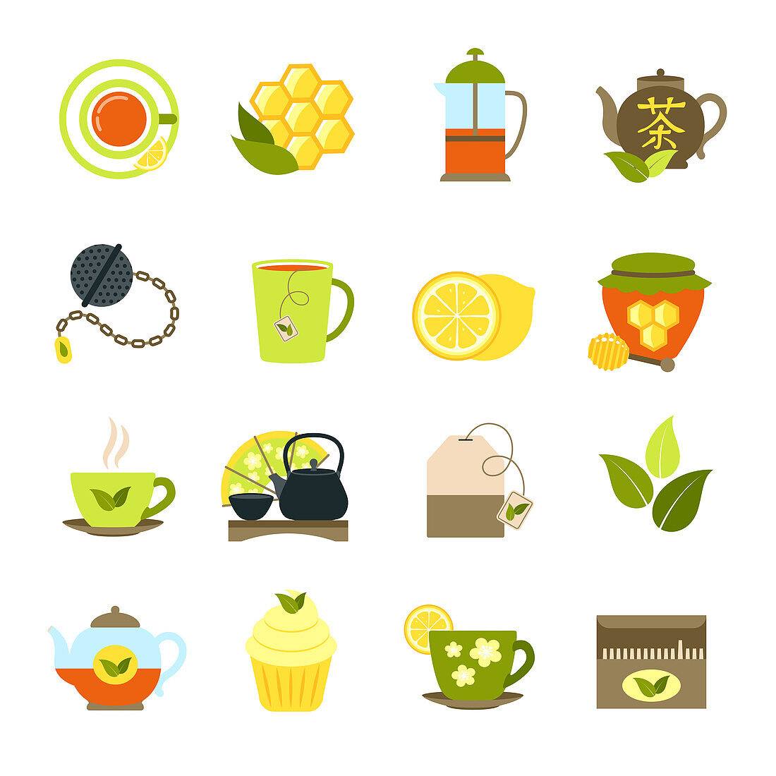 Tea icons, illustration